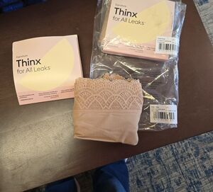Thinx Signature Lace High Waist All Leaks Underwear in Tan